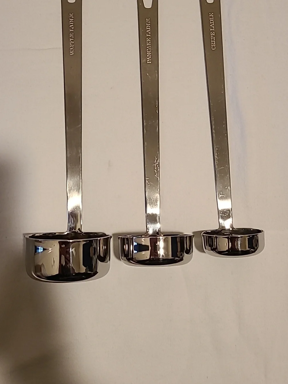 William Sonoma Stainless Steel Heavy Duty Ladle Set Of 3, Crepe Pancake Waffle